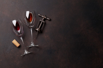 Wall Mural - Wine glasses and vintage corkscrew