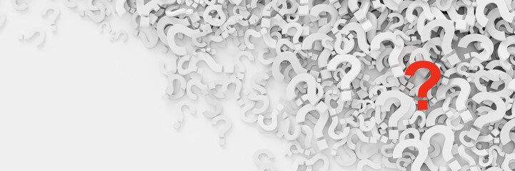 Poster - infinite question marks with a distinct one, original 3d rendering illustration