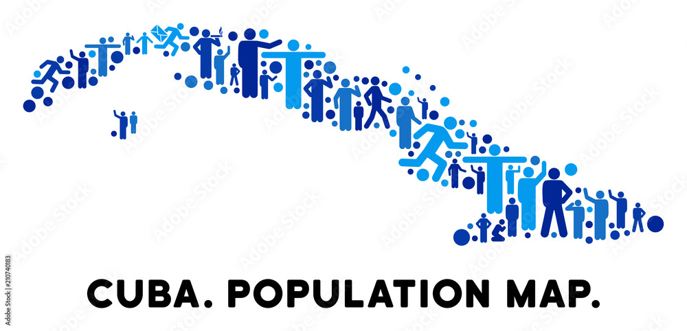 Variable Postures Stock-Vektorgrafik „Vector population Cuba map. Demography abstraction ...