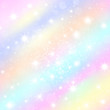 Vanilla sky sundogs morning pastel rainbow tints background with shining stars. Sparkling stardust glitter for princess celebrations posters and banners. Dreamy holographic mood banner.