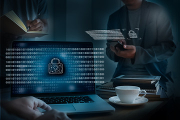 Poster - cyber security business technology secure firewall antivirus alert protection security and cyber sec