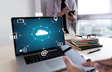 Poster - Cloud Computing diagram Network Data Storage Technology Service
