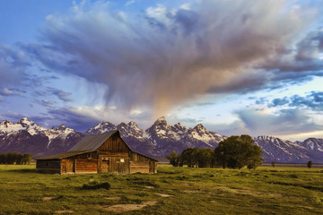 Wall Mural - Mormon row with the Grand Tetons in the background is one of the most popular destinations in Jackson Hole Wyoming.