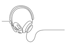 Continuous Line Drawing Of Headphones