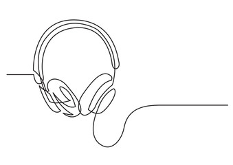 Poster - continuous line drawing of headphones