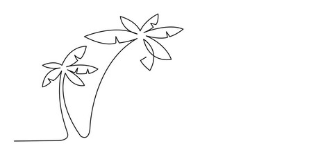 Sticker - Animation of continuous line drawing of beach chair and palm trees