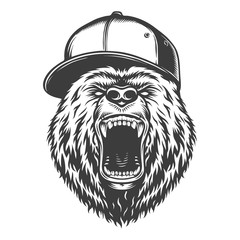 Wall Mural - vintage logo style bear