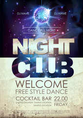 Wall Mural - disco ball background. disco night club poster on open space background