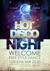 Wall Mural - disco ball background. hot disco night party poster on open space background