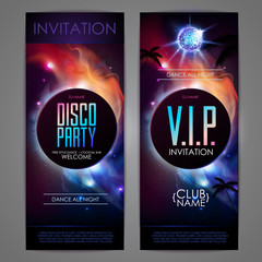 Wall Mural - Disco ball background. Disco party poster on open space background