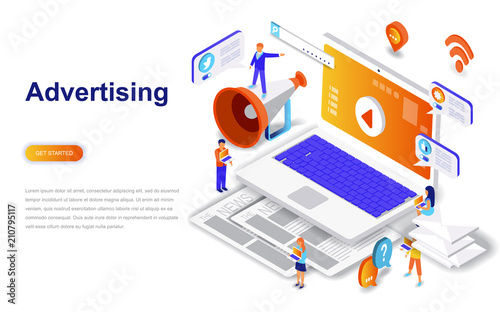 Fotomural Advertising and promo modern flat design isometric concept