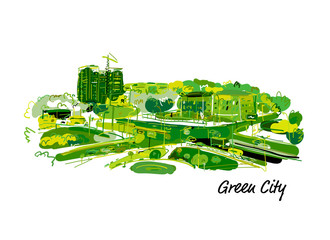 Poster - Sketch of traffic road in city for your design