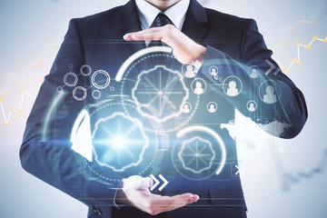 Poster - Businessman holding interface