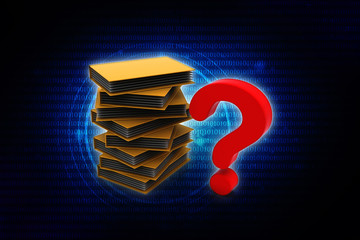 Poster - 3d rendering file folder with question symbol
