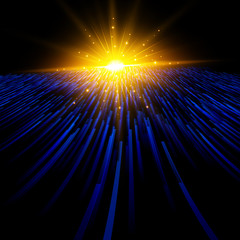 Wall Mural - abstract technology blue light laser lines perspective moving to lighting effect on dark background.
