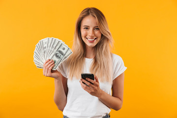portrait of a happy young blonde girl