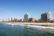 Ocean and Beach Against City Skyline Durban South Africa