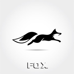 Wall Mural - fast black white jump fox logo