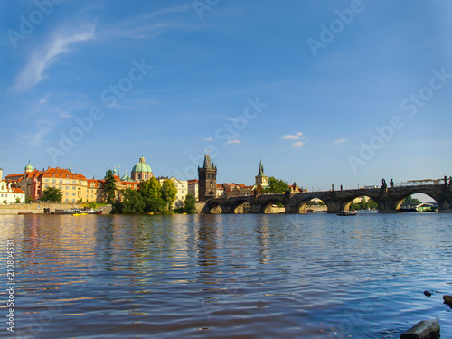 Plakat Charles most nad Vltava rzeką w Praga, republika czech