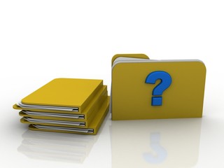 Poster - 3d rendering file folder with question symbol