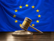 flag of Europe wooden judge gavel 3D-Illustrationwooden judge gavel 3D-Illustration isolated