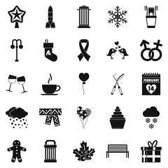 Canvas Print - Holiday icons set. Simple set of 25 holiday vector icons for web isolated on white background