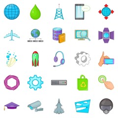 Poster - Technology icons set. Cartoon set of 25 technology vector icons for web isolated on white background