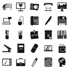 Poster - Office workers icons set. Simple set of 25 office workers vector icons for web isolated on white background
