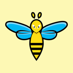 Wall Mural - bee icon illustration. cartoon character on a sticker