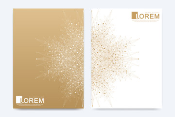 Poster - Modern vector template for brochure Leaflet flyer cover banner magazine or annual report. A4 size. Business, science, medicine, technology design book layout. Abstract presentation with golden mandala