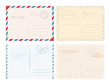© Natalia - Vector illustration set of postcards with stamps in vintage retro design in pastel colors on white background.