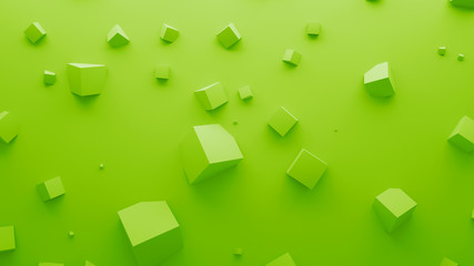 Poster - 3d render abstract background. Simple plane with geometry shapes that bounds from surface. Light gamma and shadows from top light. .