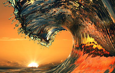 Wall Mural - beautiful ocean wave, sea water rip curl