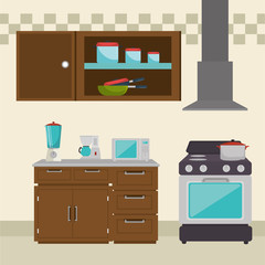 Wall Mural - kitchen modern scene icons vector illustration design