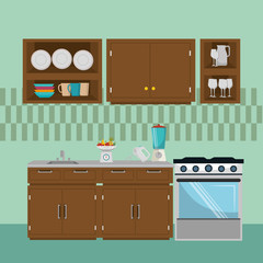 Wall Mural - kitchen modern scene icons vector illustration design