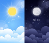 Fototapeta  - Day and night sky illustration