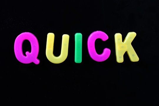 English letters in black background are the words quick
