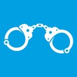 Handcuffs icon white isolated on blue background vector illustration