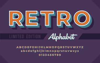 Fototapete - Colorful retro font and alphabet 80s, 90s.