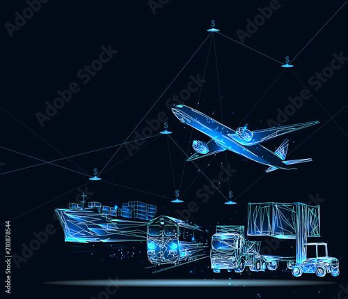 Cuadros en Lienzo Global business connection technology interface global partner connection of Con