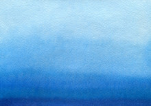 Hand Painted Blue Watercolor Background. Watercolor Wash. 