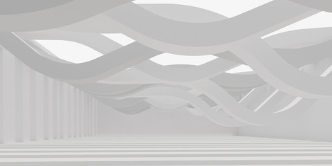 Poster - 3D stimulate of white interior space and curve line with sun light cast the shadow on the wall and floor,Perspective of minimal design architecture,3d rendering	