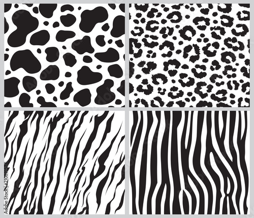 Cuadros en Lienzo animal skin seamless pattern set, vector illustration with african animals patte