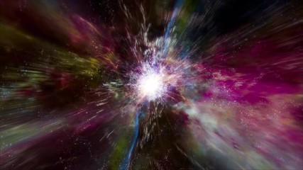 Wall Mural - Traveling through star fields in space as a supernova bursts light (Loop).