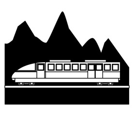 Sticker - electric fast train with landscape snowly