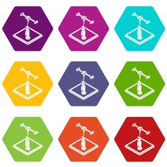 Poster - Statue d printing icons 9 set coloful isolated on white for web