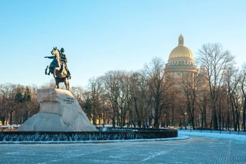 monument to Peter the great on horseback in Saint-Petersburg