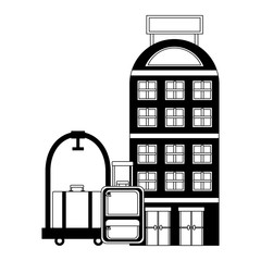 Poster - hotel with suitcases travel and cart hotel