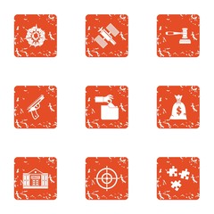 Poster - Mercenary icons set. Grunge set of 9 mercenary vector icons for web isolated on white background