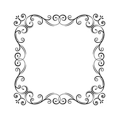 Wall Mural - Flourish vintage frame. Filigree page border. Swirls, curls. Flourish pattern. Wedding invitations, greeting card, certificates. Vector.